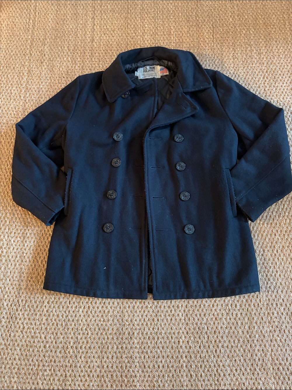 Schott NYC Navy Double-Breasted Peacoat